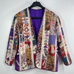 Rare Vintage Handmade "Roberta" Patchwork Quilt Jacket ‎ Art to Wear Japanese XL